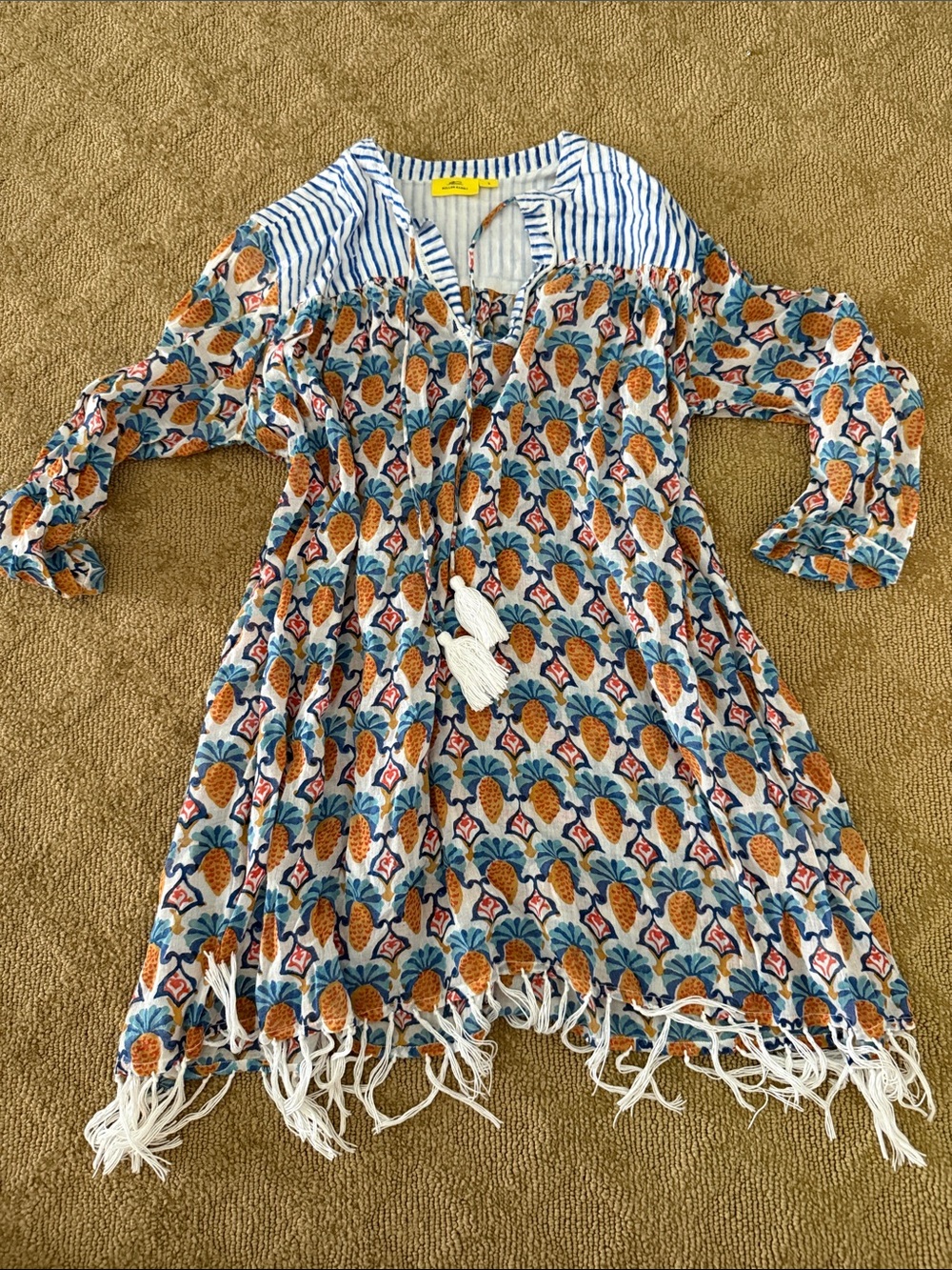 Roller Rabbit Pineapple Print Coverup in Blue, White & Orange